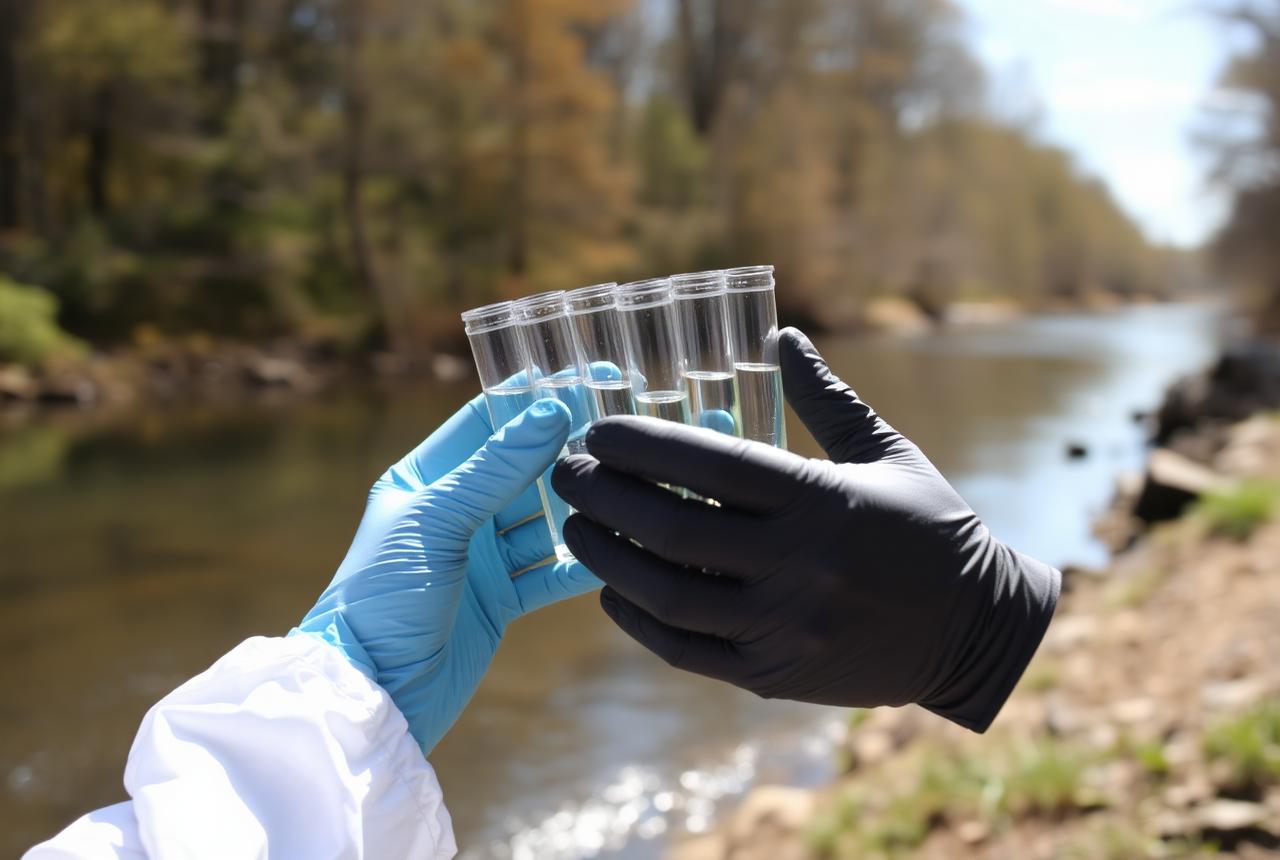 Water quality sampling at an industrial outfall